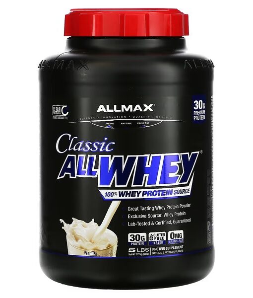 ALLMAX, Classic AllWhey, 100% Whey Protein, Vanilla, 5 lbs (2.27 kg)