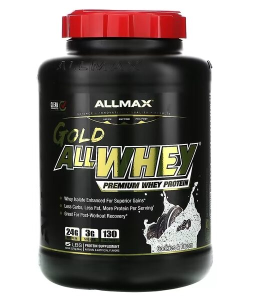 ALLMAX, Gold AllWhey, 100% Premium Whey Protein, Cookies & Cream, 5 lbs (2.27 kg)