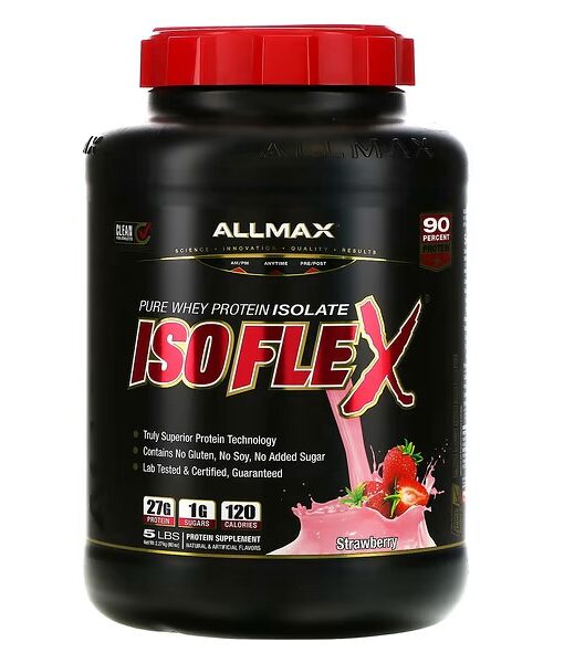 ALLMAX, Isoflex, Pure Whey Protein Isolate (WPI Ion-Charged Particle Filtration), Strawberry, 5 lbs. (2.27 kg)