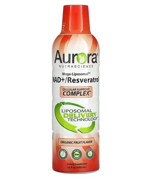 Aurora Nutrascience, Mega-Liposomal NAD+/Resveratrol, Organic Fruit, 16 fl oz (480 ml)