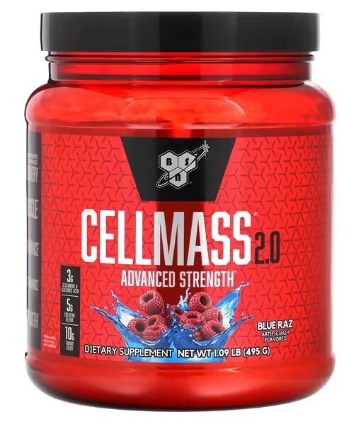 BSN, Cellmass 2.0, Advanced Strength, Blue Raz, 1.09 lb (495 g)