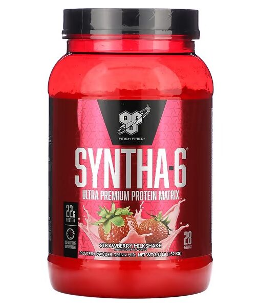 BSN, Syntha-6, Ultra Premium Protein Matrix, Strawberry Milkshake, 2.91 lbs (1.32 kg)