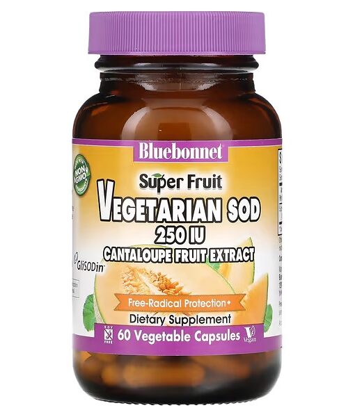 Bluebonnet Nutrition, Super Fruit, Vegetarian SOD, Cantaloupe Fruit Extract, 250 IU, 60 Vegetable Capsules