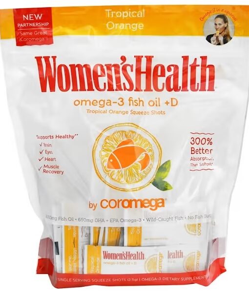 Coromega, Omega-3, Tropical Squeeze +D, Tropical Orange, 120 Packets, 2.5 g Each