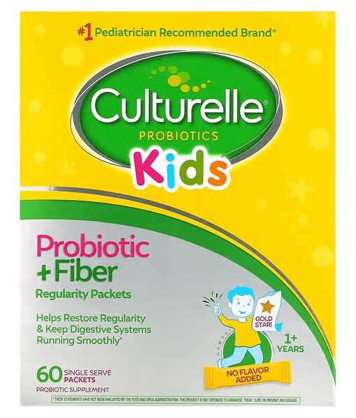 Culturelle, Kids, Probiotic + Fiber, 1+ Years, Unflavored, 60 Single Serve Packets