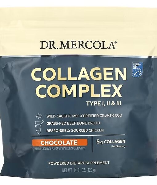 Dr. Mercola, Collagen Complex Type l, ll & lll, Chocolate, 5 g, 14.81 oz (420 g)