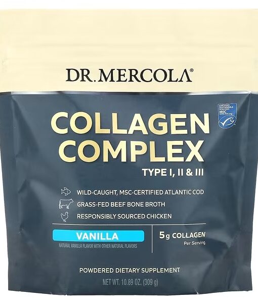 Dr. Mercola, Collagen Complex Type l, ll & lll, Vanilla, 5 g, 10.89 oz (309 g)