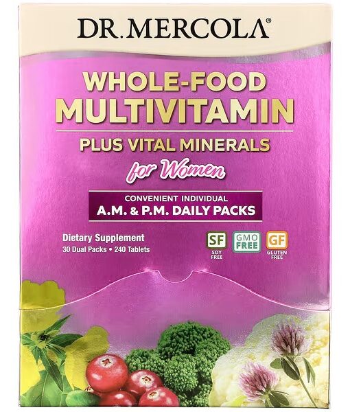 Dr. Mercola, Whole-Food Multivitamin Plus Vital Minerals for Women, A.M. & P.M. Daily Packs, 30 Dual Packs