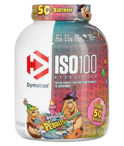 Dymatize, ISO100 Hydrolyzed, 100% Whey Protein Isolate, Birthday Cake Pebbles, 5 lb (2.3 kg)