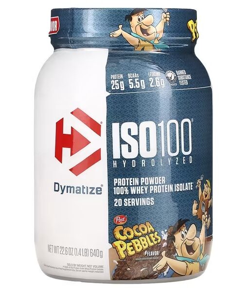 Dymatize, ISO100 Hydrolyzed, 100% Whey Protein Isolate, Cocoa Pebbles, 1.4 lb (640 g)