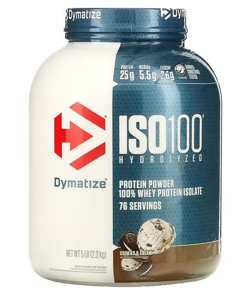Dymatize, ISO100 Hydrolyzed, 100% Whey Protein Isolate, Cookies & Cream, 5 lb (2.3 kg)