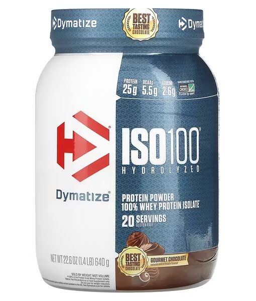 Dymatize, ISO100 Hydrolyzed, 100% Whey Protein Isolate, Gourmet Chocolate, 1.4 lb (640 g)