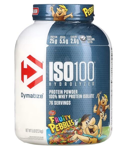 Dymatize, ISO100 Hydrolyzed, Protein Powder, 100% Whey Protein Isolate, Fruity Pebbles Flavor, 5 lb (2.3 kg)