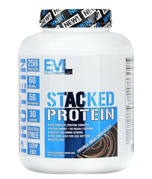 EVLution Nutrition, Stacked Protein, Double Rich Chocolate, 5 lb (2,268 kg)