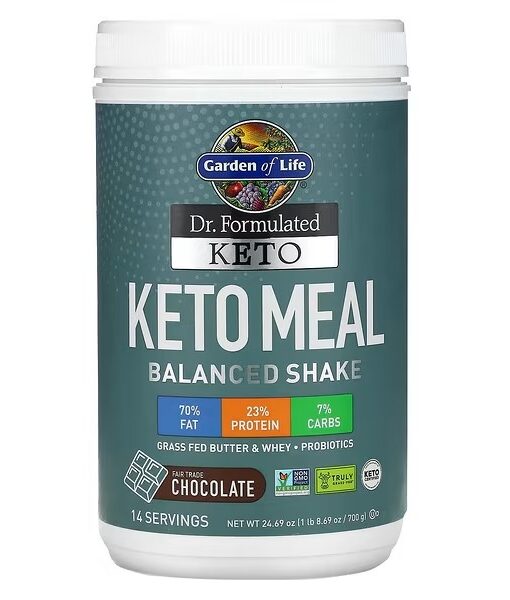 Garden of Life, Dr. Formulated Keto Meal Balanced Shake, Chocolate, 1.54 lbs (700 g)