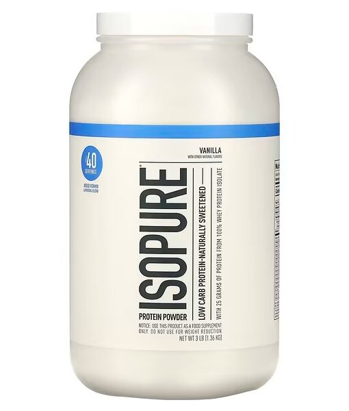 Isopure, Low Carb Protein Powder, Vanilla, 3 lb (1.36 kg)