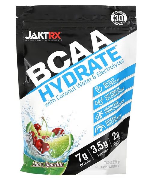 JAKTRX, BCAA Hydrate With Coconut Water & Electrolytes, Cherry Limeade, 12.7 oz (360)