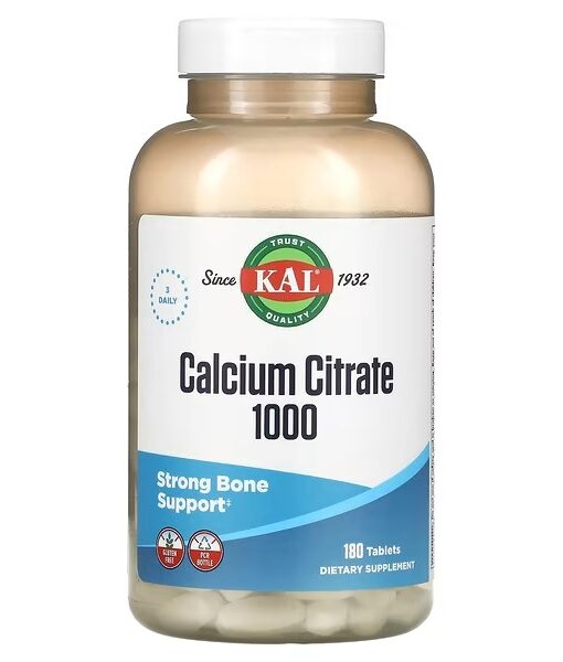 KAL, Calcium Citrate 1000, 180 Tablets