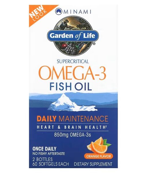 Minami Nutrition, Supercritical Omega-3 Fish Oil, Orange, 850 mg, 2 Bottles, 60 Softgels Each