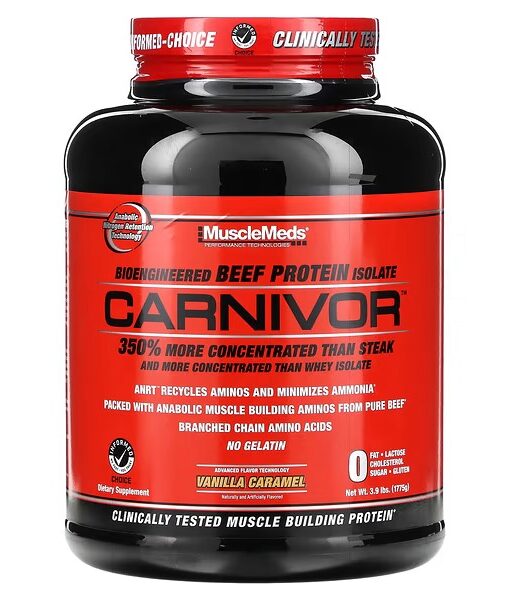 MuscleMeds, Carnivor, Bioengineered Beef Protein Isolate, Vanilla Caramel, 3.9 lbs (1775 g)