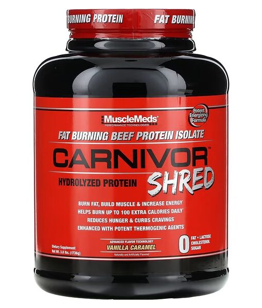 MuscleMeds, Carnivor Shred, Hydrolyzed Protein, Vanilla Caramel, 3.8 lbs (1,736 g)