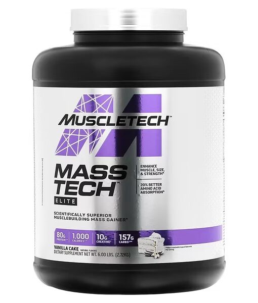 MuscleTech, Mass Tech Elite, Vanilla Cake, 6 lbs (2.72 kg)
