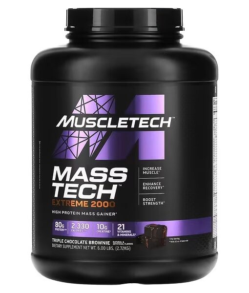 MuscleTech, Mass Tech Extreme 2000, Triple Chocolate Brownie, 6 lbs (2.72 kg)