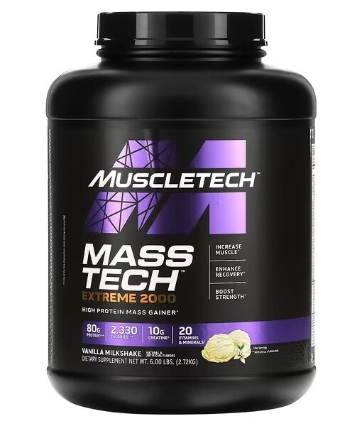 MuscleTech, Mass Tech Extreme 2000, Vanilla Milkshake, 6 lbs (2.72 kg)