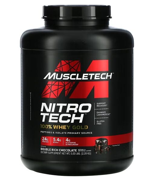 MuscleTech, Nitro Tech 100% Whey Gold, Double Rich Chocolate, 5.03 lbs (2.28 kg)