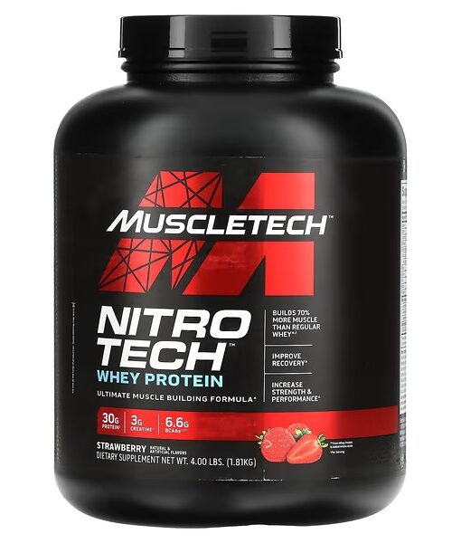 MuscleTech, Nitro Tech, Whey Protein, Strawberry, 4 lbs (1.81 kg)