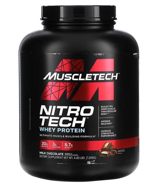 MuscleTech, NitroTech, Whey Peptides, Milk Chocolate, 4 lbs (1.81 kg)