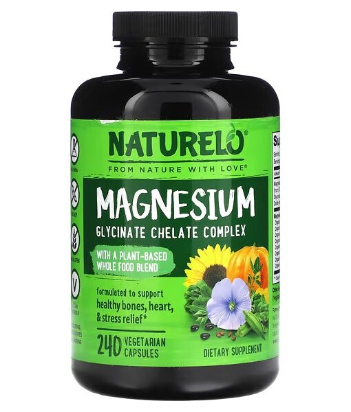 NATURELO, Magnesium Glycinate Chelate Complex, 240 Vegetarian Capsules