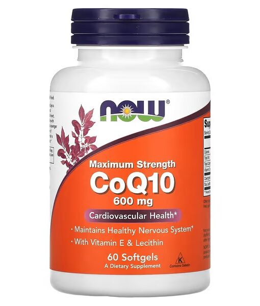 NOW Foods, CoQ10 with Vitamin E & Lecithin, Maximum Strength, 600 mg, 60 Softgels