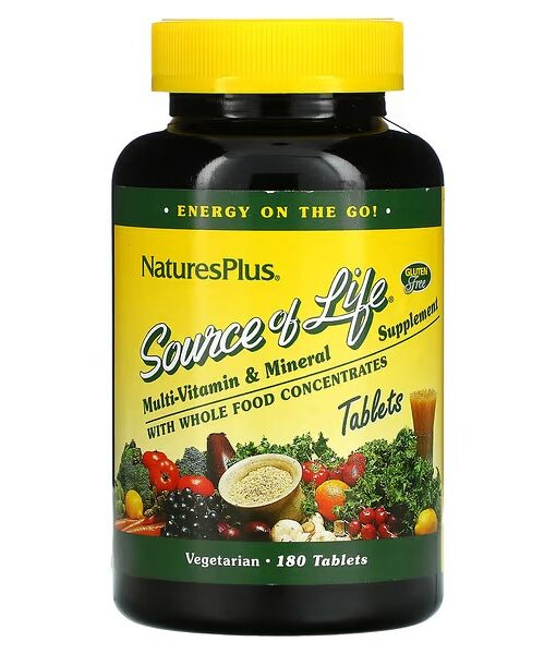 NaturesPlus, Source of Life, Multi-Vitamin & Mineral Supplement with Whole Food Concentrates, 180 Tablets