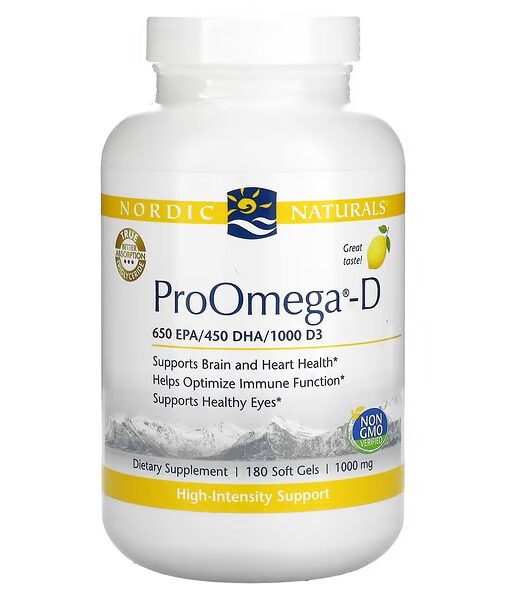 Nordic Naturals, ProOmega-D, Lemon, 1,000 mg, 180 Soft Gels