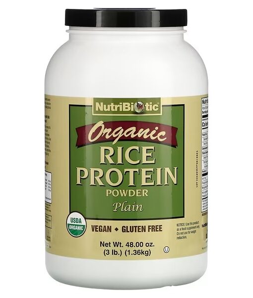 NutriBiotic, Organic Rice Protein Powder, Plain, 3 lbs (1.36 kg)