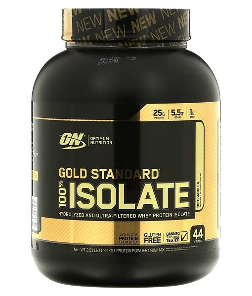 Optimum Nutrition, Gold Standard 100% Isolate, Rich Vanilla, 2.91 lbs (1.32 kg)