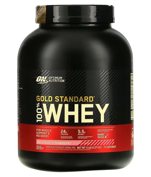 Optimum Nutrition, Gold Standard 100% Whey, Delicious Strawberry, 5 lb (2.27 kg)