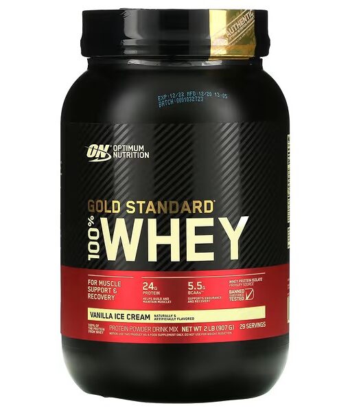 Optimum Nutrition, Gold Standard 100% Whey, Vanilla Ice Cream, 2 lb (907 g)