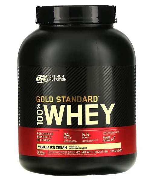 Optimum Nutrition, Gold Standard 100% Whey, Vanilla Ice Cream, 5 lb (2.27 kg)