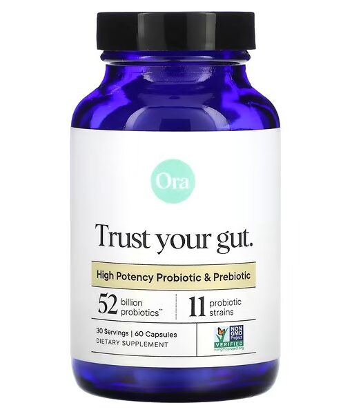 Ora, Trust Your Gut, High Potency Probiotic & Prebiotic, 60 Capsules