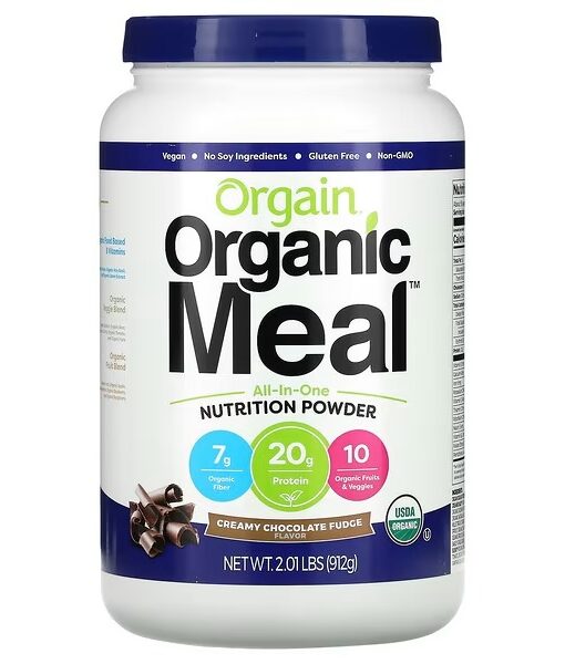Orgain, Organic Meal, All-In-One Nutrition Powder, Creamy Chocolate Fudge, 2.01 lbs (912 g)