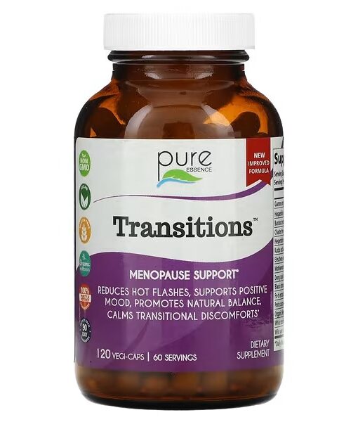 Pure Essence, Transitions, Menopause Support, 120 Vegi-Caps