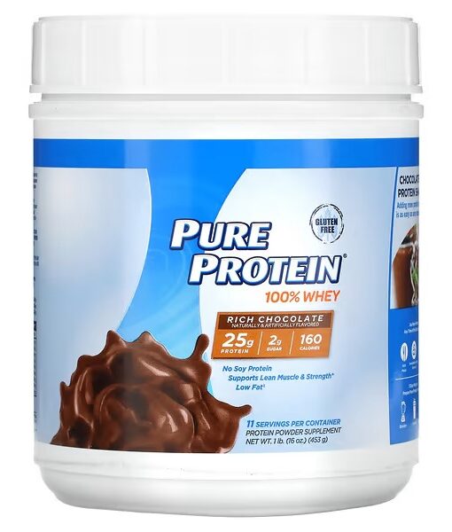 Pure Protein, 100% Whey Pure Protein, Rich Chocolate, 1 lb (453 g)