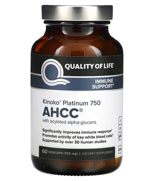 Quality of Life Labs, Kinoko Platinum AHCC, 750 mg, 60 Vegicaps