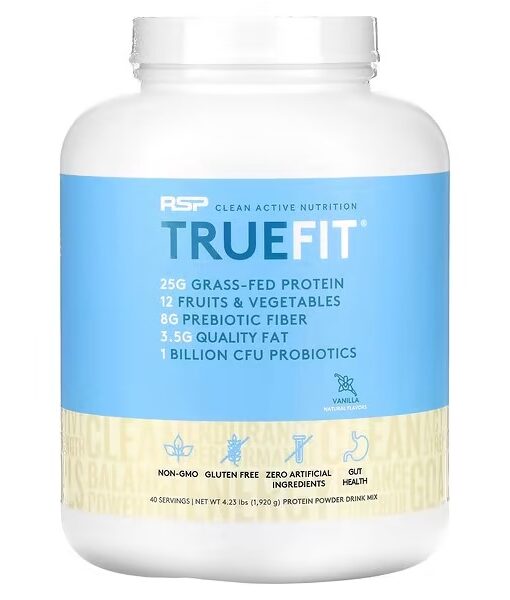 RSP Nutrition, TrueFit, Grass-Fed Protein Powder Drink Mix with Fruits & Veggies, Vanilla, 4.23 lbs (1,920 g)