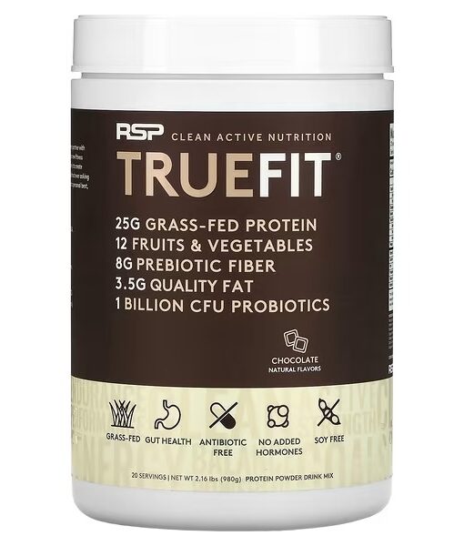 RSP Nutrition, TrueFit, Grass-Fed Protein Shake with Fruits & Vegetbles, Chocolate, 2.16 lbs (980 g)