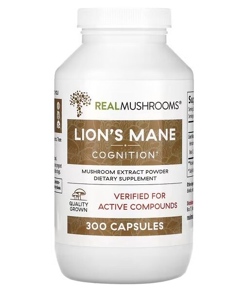 Real Mushrooms, Lion's Mane, Mushroom Extract Powder, 300 Capsules