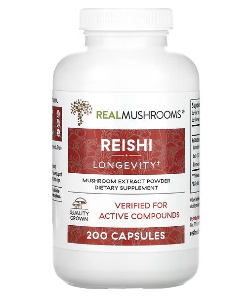 Real Mushrooms, Reishi, Mushroom Extract Powder, 200 Capsules