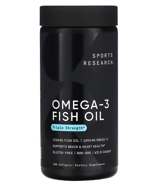 Sports Research, Omega-3 Fish Oil, Triple Strength, 180 Softgels